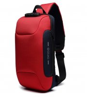 OZUKO batoh s bezpečnostním zámkem (18×10×35 cm) Červený