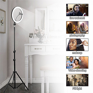 Selfie lampa se stojanem, držákem na telefon a ovládáním jasu, 20 cm
