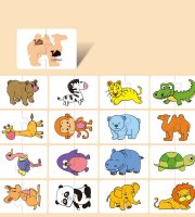 16 dílná Montessori puzzle karetní hra