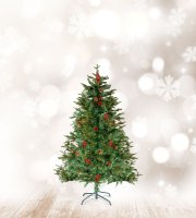 Umělý stromek - 120 cm - PE / PVC - s červenými bobulemi