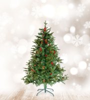 Umělý stromek - 150 cm - PE / PVC - s červenými bobulemi
