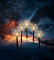 Vánoční lampa – 5 LED – ledový krystal – 34,5 cm – teplá bílá – 3 x AA