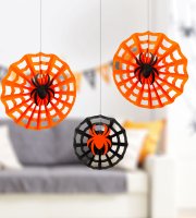 Halloweenská dekorace – sada pavučin – papír – 30/40 cm – 3 ks / balení
