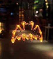 Halloweenová svítící dekorace – netopýr – s přísavkou – 12 LED – 20 x 18,5 cm – 3 x AAA