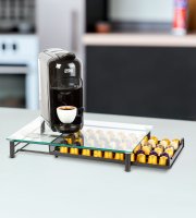 Kovový stojan na kávové kapsle – na 60 kapslí Nespresso – 410 x 260 x 60 mm – matná černá