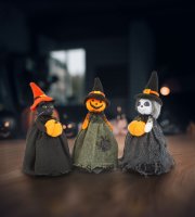Halloweenová dekorace - duch, kočka, dýňová hlava - 21 cm