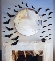 Halloweenská dekorace – sada netopýrů – samolepicí – černá – 30 ks / balení