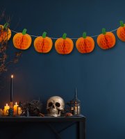 Halloweenská dekorace – dýňová lampionová girlanda – papír – 2 m