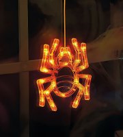 Halloweenská svítící dekorace – pavouk – s přísavkou – 12 LED – 20 x 18,5 cm – 3 x AAA