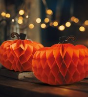 Halloween dekorace - dýňový lampion - papír - 25/30 cm - 2 ks / balení