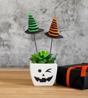 Sada halloweenských dekorací – čarodějnický klobouk – zapichovací – 20 x 7 cm – 3 ks / balení