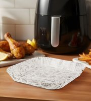 Papír na pečení do Air fryeru – pro vaření bez oleje – vzorovaný, čtverec – 20 cm – 50 ks / balení