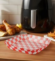 Papír na pečení do Air fryeru – pro vaření bez oleje – kostkovaný, čtverec – 20 cm – 50 ks / balení