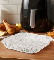 Papír na pečení do Air fryeru – pro vaření bez oleje – vzorovaný, čtverec – 23 cm – 50 ks / balení