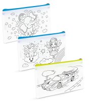 Vybarvitelné pouzdro na tužky – se 4 fixy – 21 x 12 cm – 3 druhy