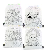 Vybarvovací vak na přezůvky – se 4 fixy – 33 x 27 cm – 4 druhy