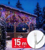 Světelný řetěz – 15 m – 600 LED – 220–240 V – 6 W – průhledný kabel