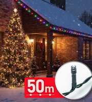 Světelný řetěz - 50 m - barevný - 1000 LED - 220-240V - 9W - zelený kabel