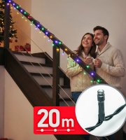 Světelný řetěz – 20 m – barevný – 400 LED – 220–240 V – 6 W – zelený kabel