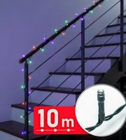 Světelný řetěz – 10 m – barevný – 200 LED – 220–240 V – 6 W – zelený kabel