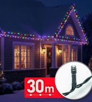 Světelný řetěz – 30 m – barevný – 600 LED – 220–240 V – 6 W – zelený kabel