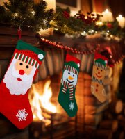 Vánoční bota - 42 x 24,5 cm - textil - 3 druhy