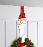 Vánoční dveřní věšák – kovový – Santa – 38 cm