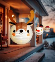 Vánoční lampion - sob - papír - 30 cm