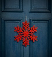 Vánoční dekorace – sněhová vločka – třpytivá červená – závěsná – 31 cm