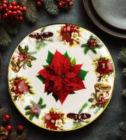 Vánoční talíř – plastový – vánoční hvězda – 37,5 cm