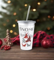 Vánoční sklenice – se slámkou a víčkem – 473 ml – plast