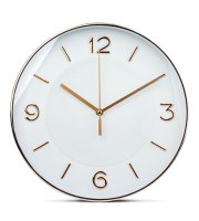 Nástěnné hodiny - 25 cm - plast, sklo - 1 x AA - bílé