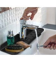 Držák na prostředek na mytí nádobí a houbu – 38 x 14 cm – šedý