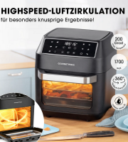 GOURMETMAXX Horkovzdušná fritéza/ Airfryer 12L 1700W černá s cirkulací vzduchu