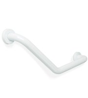 Koupelnové madlo – ohnuté v 45° úhlu – nerezová ocel – bílé – 25 + 25 cm