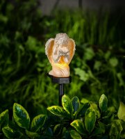 Solární andílek – s motýlem – 1 teplá bílá LED – pryskyřice – 42 x 11 x 6,5 cm