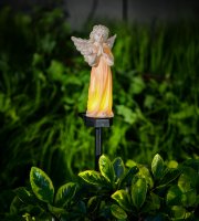 Solární andílek – modlící se – 1 teplá bílá LED – pryskyřice – 49 x 11 x 6,5 cm