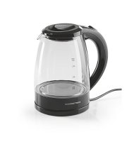 GOURMETMAXX Skleněná konvice na vodu 1,8L 1800W černá/stříbrná