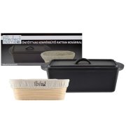 Litinová forma na pečení chleba 35*13,5*11 cm, s ratanovým ošatkou / miskou na kynutí