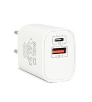 Síťový adaptér USB + Type-C PD20W rychlé nabíjení - bílý