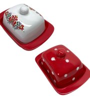 Keramická máslenka glazovaná Puntíkovaná / Maďarská Matyó