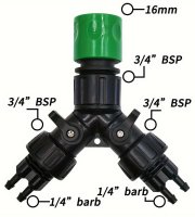 Zahradní kapkový zavlažovací kohout adaptér 4cestný rozdělovač