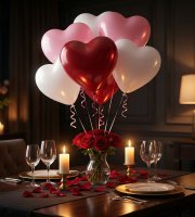 Sada balónků – ve tvaru srdce – červená/bílá/růžová – 10 ks / balení