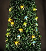 Solární LED světelný řetěz – houby – 2,4 m – 25 LED – teplá bílá