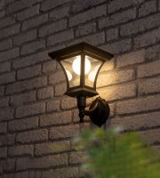 LED solární svítidlo – nástěnné – 21 x 21 cm – 8 LED – černé – teplá bílá