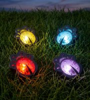 Zápichová LED solární lampa – beruška – barevná – černá – plast – 9 x 9 x 8,5 cm – 4 ks / balení