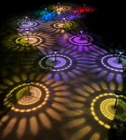 Zápichová solární lampa – 1 + 1 teplá bílá / RGB SMD LED – černá – 53 x 11,4 cm