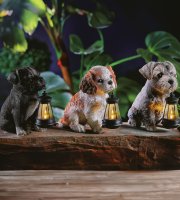Solární zvířecí figurky – 3 druhy psů – 1× teplá bílá LED – 14 cm