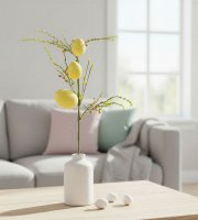 Velikonoční větvička s vajíčky – třpytivá – žlutá – 40 x 16 cm