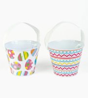 Velikonoční vědro s motivem - kov - s poutkem na přenášení - Ø11,7 x 10 cm